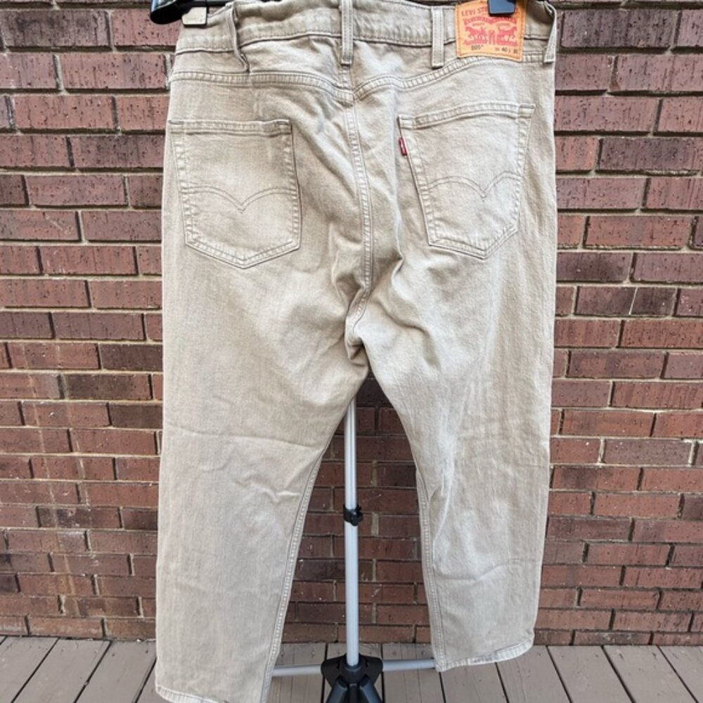 Levis 505 Jeans Mens 40 X 30 Khaki Straight Leg Tan Denim Casual Classic Pants - Picture 5 of 9